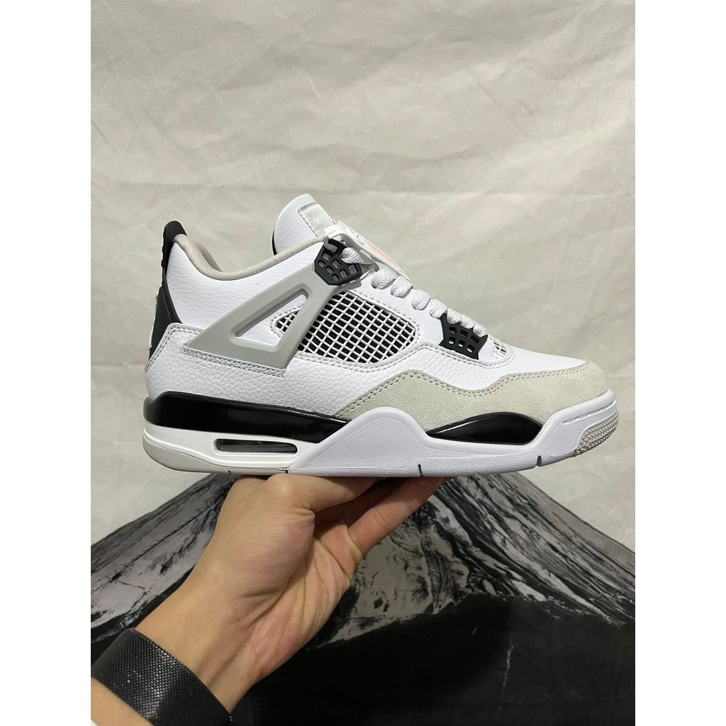 Nike Air Jordan 4 AJ4 White Cement Commuter Daily Casual All-Match รองเท้าอินเทรนด์