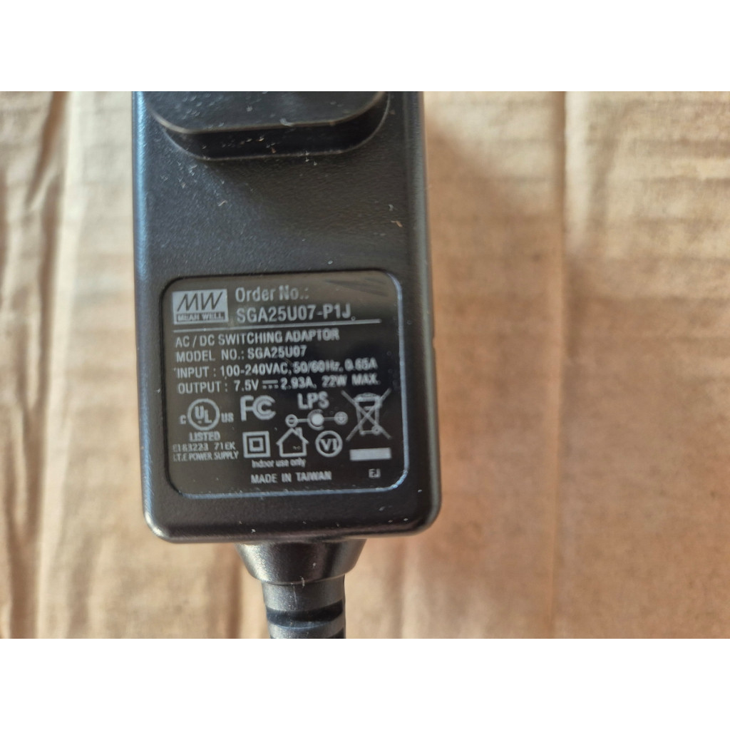 แท้ Mean Well MW SGA25U07-P1J AC Adapter 7.5V 2.93A 22W Power Supply 5.5x2.1 mm (Made in Taiwan)