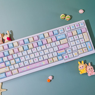 KCA โปรไฟล์แมวน่ารัก Macarons Keycaps พิมพ์ด้านหน้า PBT วัสด…
