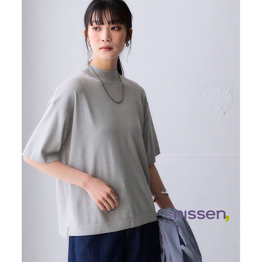 [จัดส่งจากประเทศญี่ปุ่น] Nissen_  เสื้อถักคอสูงแขนห้าส่วนเย็นสบาย️ กันยูวี ไม่เป็นขุย ซักง่าย มีไซส์ใหญ่พลัสไซส์ เนื้อผ้าพรีเมียม Ice Clean ใส่สบายทรงหลวม ระบายอากาศดีเยี่ยม แฟชั่นญี่ปุ่