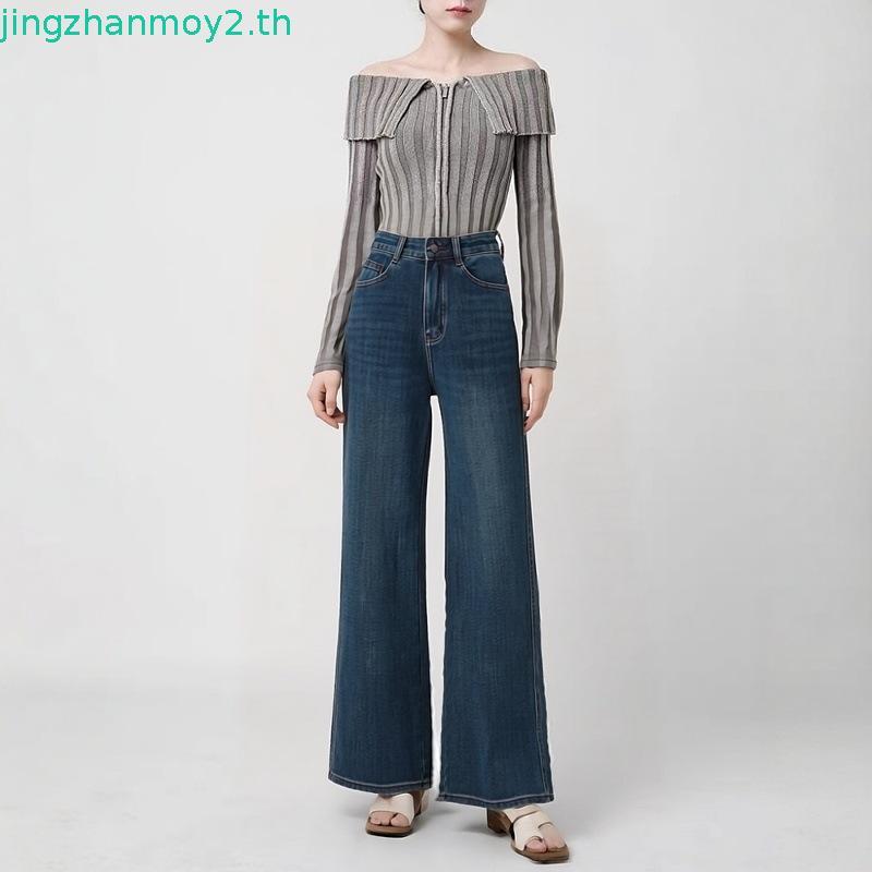 Mc JEANS กางเกงยีนส์ผู้หญิง ทรงกระบอกขากว้าง (Straight Wide) สียีนส์ฟอกกลาง MFWZ236 เนื้อผ้ายีนส์12.