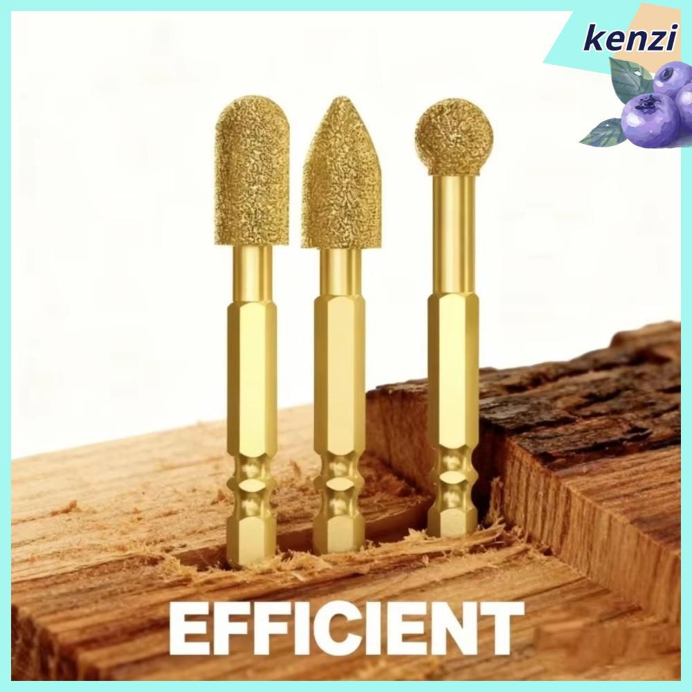 KENZI 3 ชิ้นหัวเจียรเพชร,Hexagon Shankโรตารีไฟล์ Flush Trim Bit,คุณภาพสูงแบบพกพาหัวขัดไม้เครื่องมืองานไม้