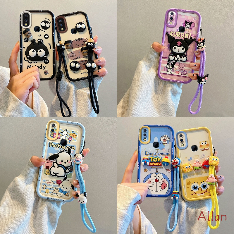 เคส vivo 1816 1817 1811 1820 1807 กรณี ทีพียู 2026 ใหม่ น่ารัก ซิลิโคนนุ่มเต็มฝาครอบกันกระแทก,เชือกเส้นเล็กป้องกันการสูญหายกรณีโทรศัพท์ BSJGS