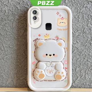 PBZZ เคสสําหรับ vivo v9 vivo v11i vivo y95 vivo y91 vivo y91i เคสโทรศัพท์ Softcase ซิลิโคนกันกระแทก ดีไซน์ใหม่ ความงาม กระจกหมุนได้ หมีน่ารัก พร้อมที่วาง JTXXZJ01