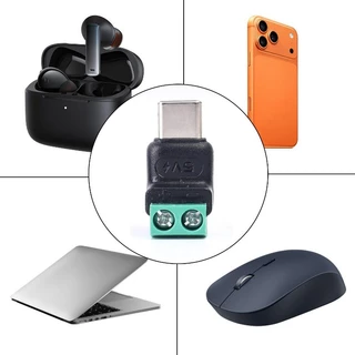 อะแดปเตอร์เทอร์มินัล USB C ถึง 2Pin - สกรู 5V ปลั๊กไร้บัดกรี - บล็อกเทอร์มินัลจีบ 5V - ขั้วต่อการชาร์จการถ่ายโอนข้อมูลสีเขียว - หัวการเชื่อมต่อที่รวดเร็วของโทรศัพท์มือถือ