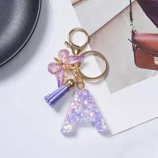 ลายดาวสีม่วง, อักษรย่อ 26 ตัว, จี้พู่ผีเสื้อ, พวงกุญแจ, ของตกแต่งกระเป๋า, อุปกรณ์ตกแต่งรถยนต์, ของขวัญ