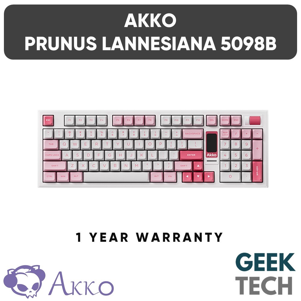 AKKO Prunus Lannesiana 5098B คีย์บอร์ดไร้สายหน้าจอ LCD/ปะเก็นติดตั้ง/PBT Dye-Sub Keycaps 5098B