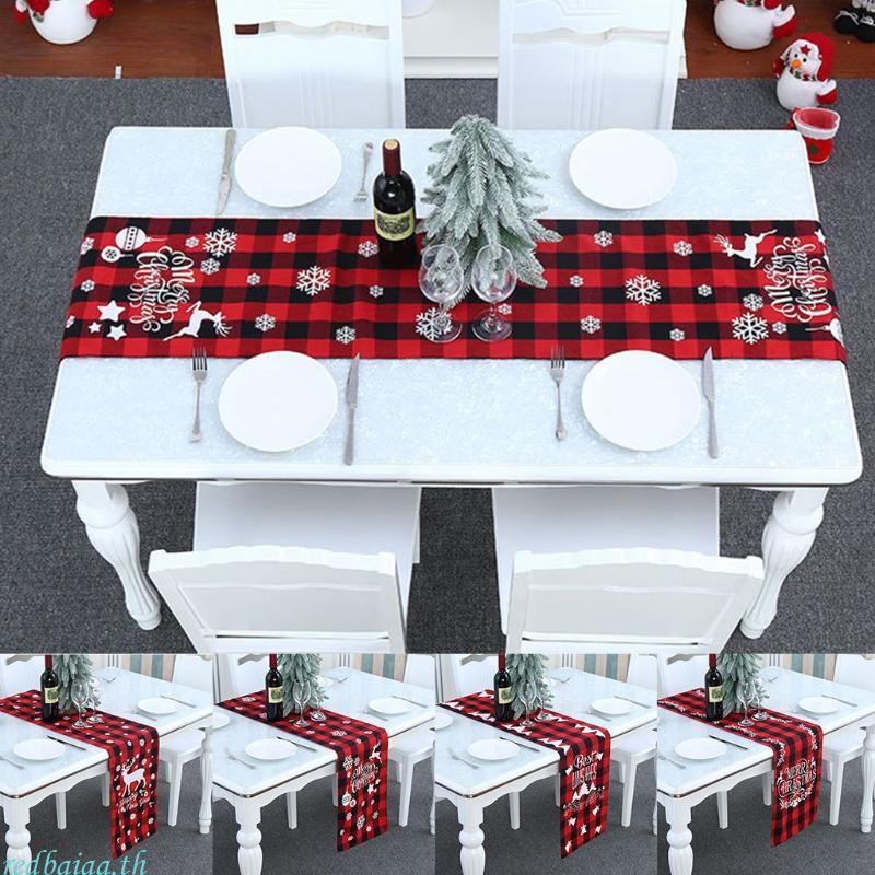 Redbaiaa Christmas Table Runner Holiday Table Runners ผ้าปูโต๊ะ แผ่นรองจานสําหรับห้องรับประทานอาหาร