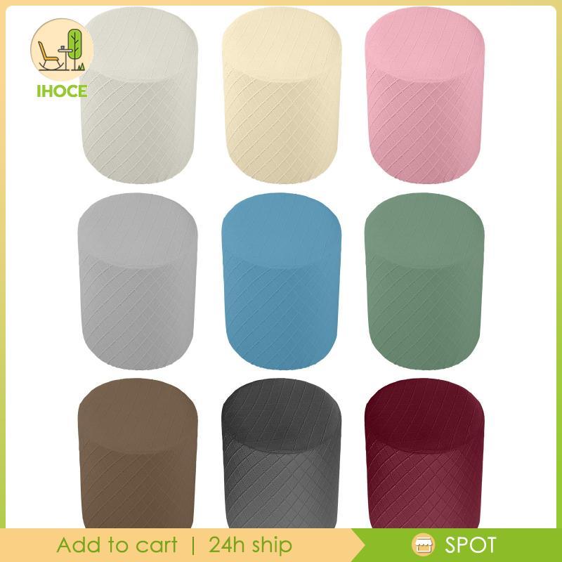 [Ihoce] Stretch Ottoman Covers Slipcover Round Ottoman Slipcover Foot Stool Furniture with Elastic B