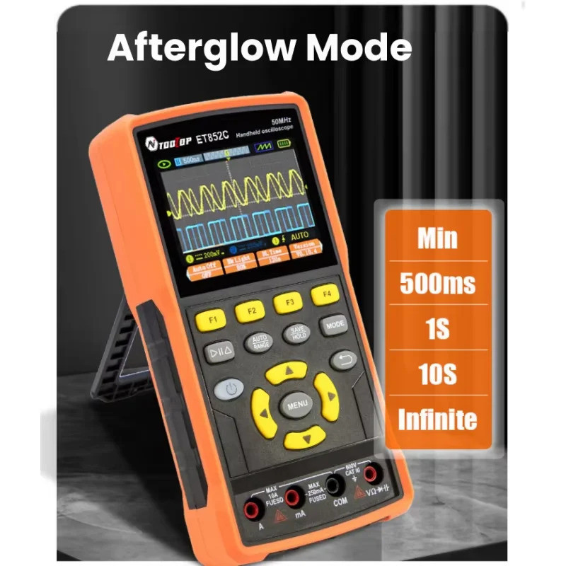 TOOLTOP ET852C 2CH 50MHz Handheld Digital Oscilloscope 25000 นับ True RMS มัลติมิเตอร์สัญญาณเครื่องก
