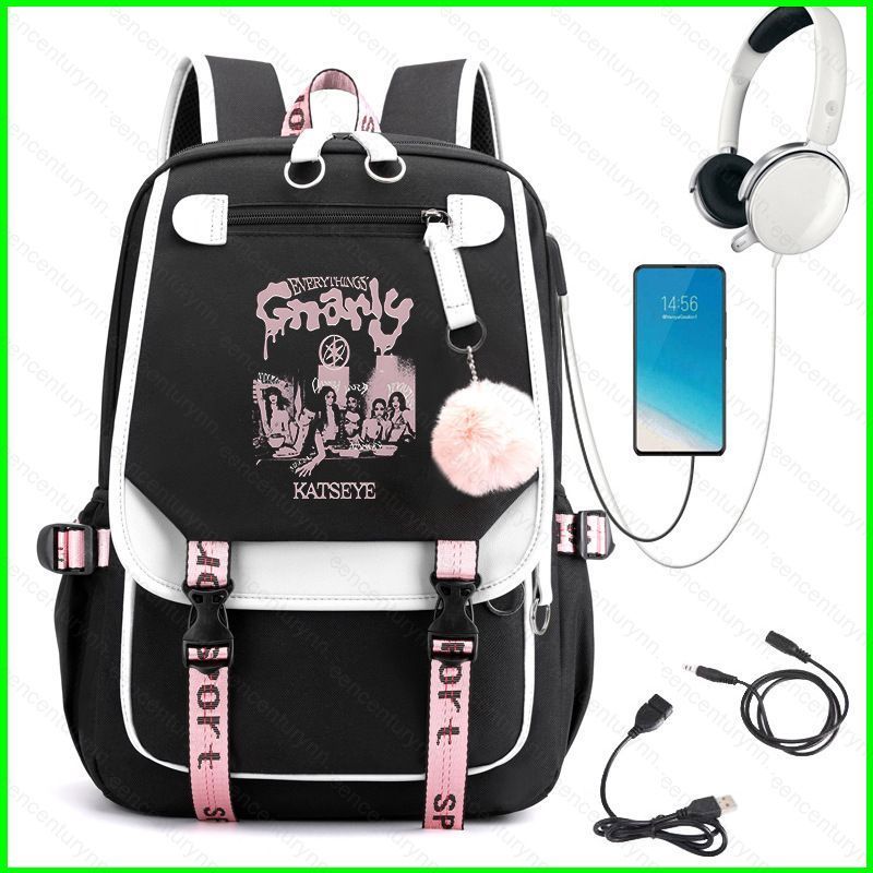 GNN KATSEYE กระเป๋าเป้สะพายหลังสําหรับนักเรียนความจุขนาดใหญ่น้ําหนักเบาการพิมพ์แฟชั่น LARA Gnarly กร