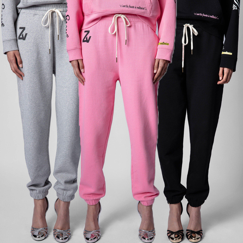 3GTG ZADIG&VOLTAIRE 21New autumn and winter French-style letter-printed drawstring elastic waistband