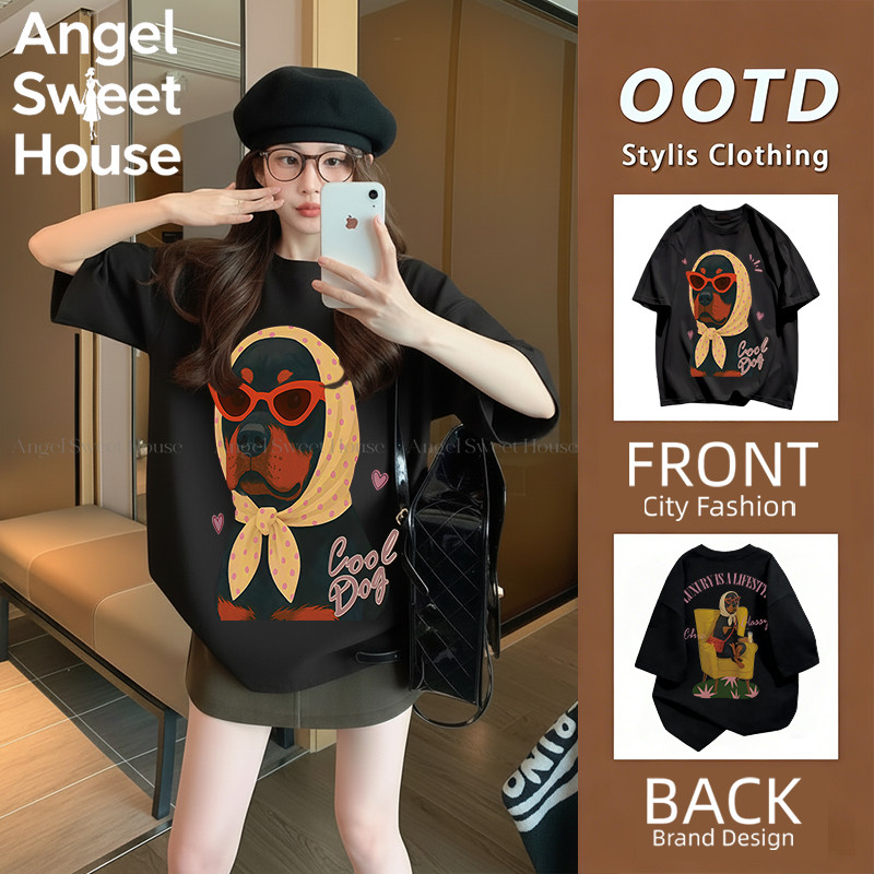 (จัดส่งตลอด 24 ชั่วโมง）Angle Official เสื้อยืดสไตล์เกาหลีแบบใหม่ ลายสวย เสื้อแขนสั้นผู้หญิง ผ้านุ่ม เสื้อยืด T686