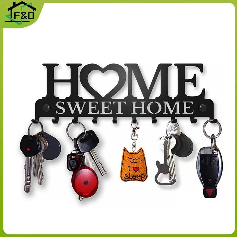 F&O 1PC ติดผนัง Sweet Home ตกแต่ง Key Holder, Key Wall Hook, Creative Key Holder สําหรับประตูด้านหน้
