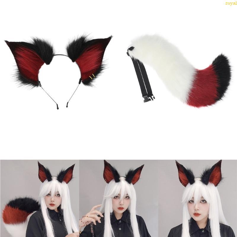 (ส่วนลดสูง)oyalking.th Fox-Tail Cute-Fox Ear Headband Lovely-Fox Anime Beast Tail สําหรับปาร์ตี้ฮาโล