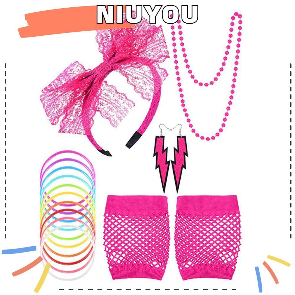 NIUYOU 80s Fancy Retro ต่างหูสร้อยคอ