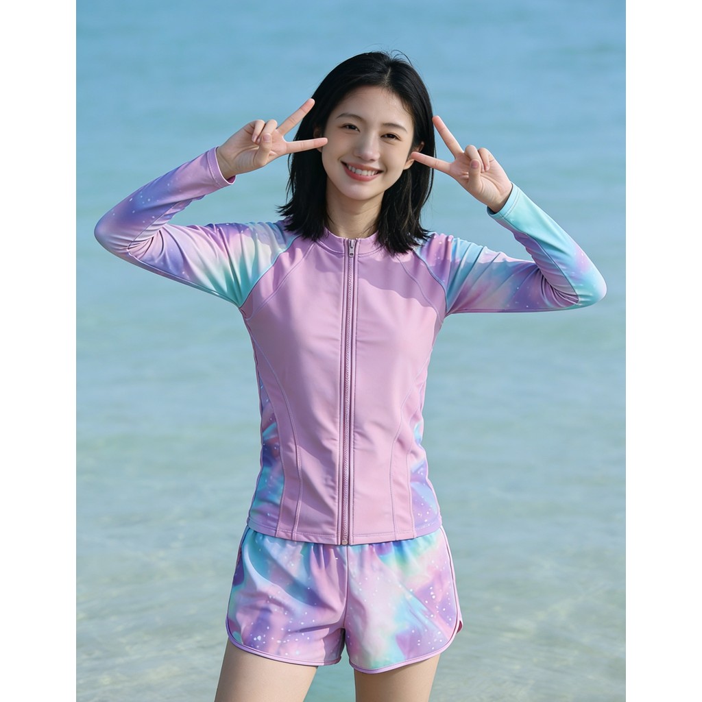 ชุดว่ายน้ำผู้หญิง ทูพีช เอวสูง swimsuit two piece ลายสก๊อต สไตล์เกาหลี มีฟองน้ำ  31518