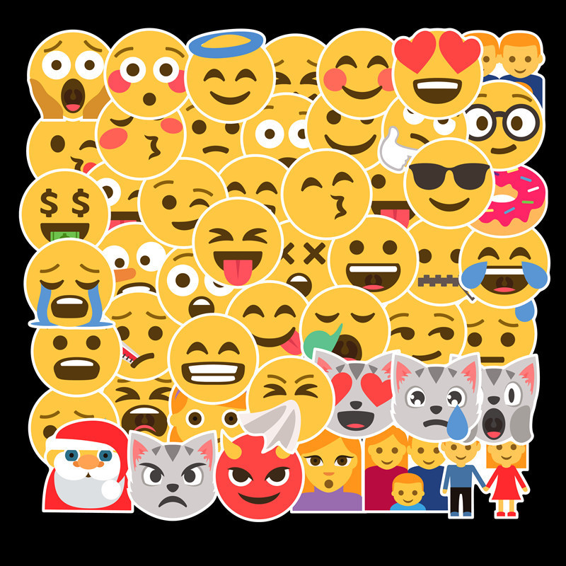 50-100 แผ่น EMOJI หน้ายิ้ม Emoji Stickers Handbook Notebook Car Stationery Stickers Trolley Case Sti