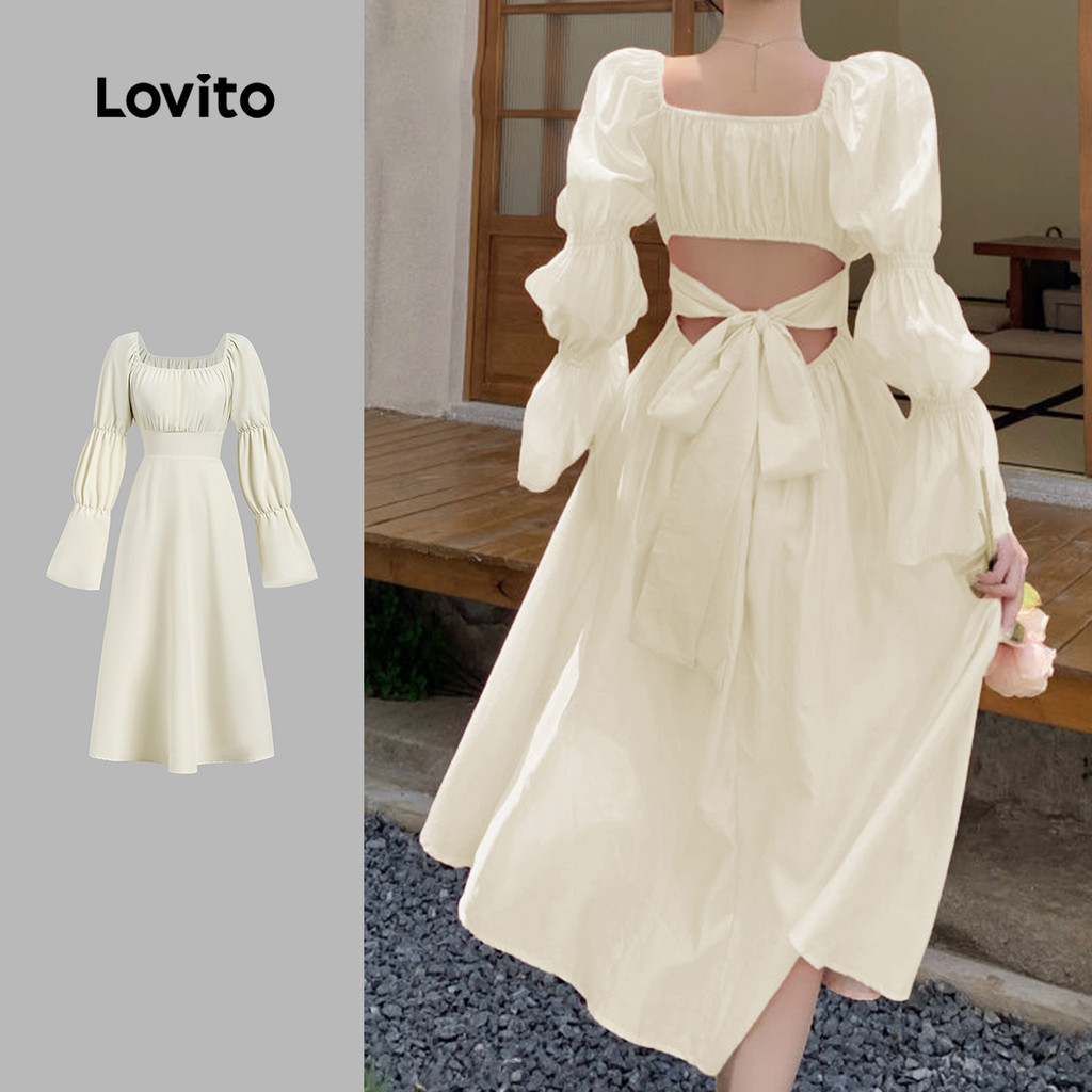 Lovito เดรสลำลอง ดีไซน์ผูกโบว์ด้านหลัง น่ารัก รุ่น L173AD109
