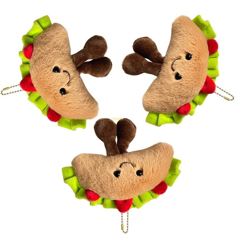 Youn แซนวิชตุ๊กตาพวงกุญแจการ์ตูน Tacos Charm กระเป๋าแขวนตกแต่งเด็ก 3 ชิ้น