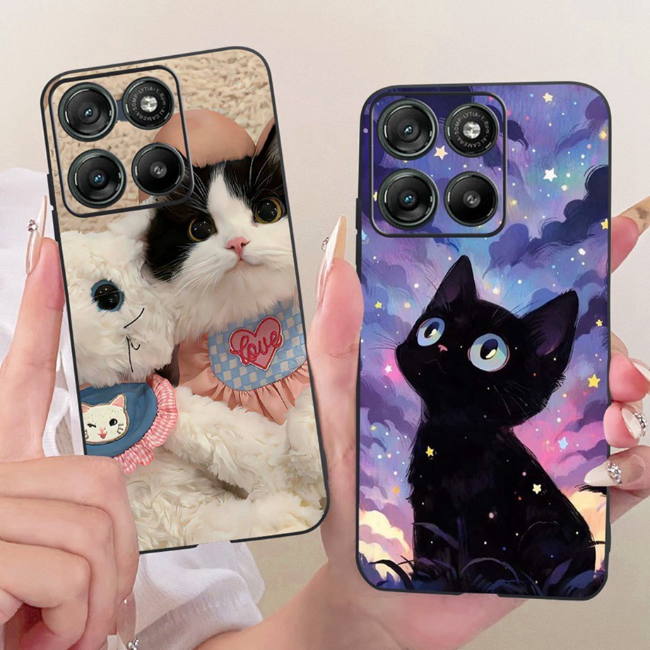 สําหรับ Motorola Moto G67 กรณี 2026 ซิลิโคนแมวน่ารักการ์ตูนรูปแบบสําหรับ Moto G77 G 67 5G โทรศัพท์ปก
