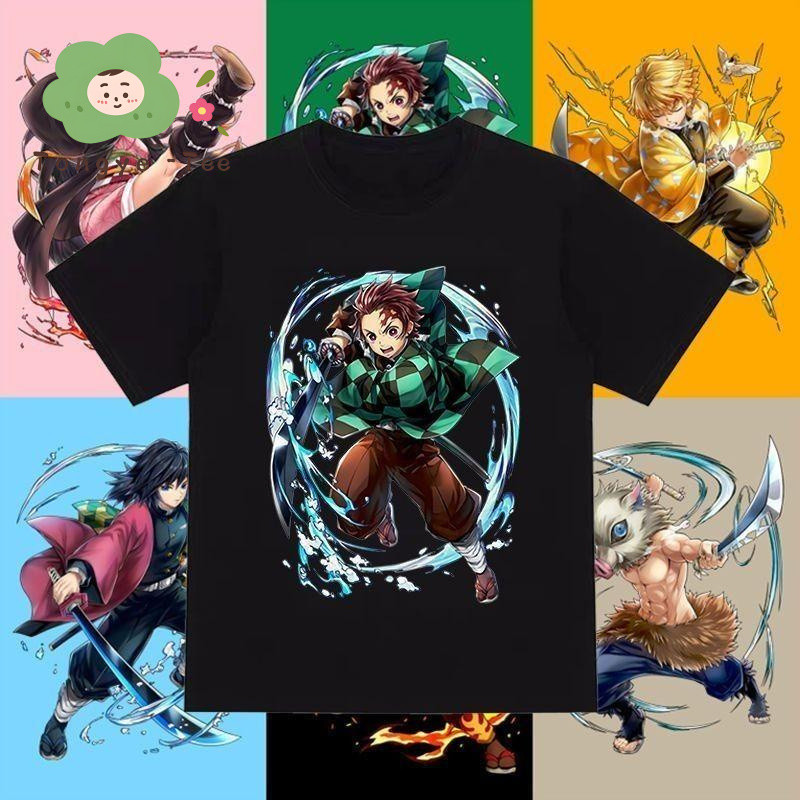 [COD]XK2  เสื้อยืดเด็ก พิมพ์ลายการ์ตูนอนิเมะ Demon Slayer กราฟิกตลก พิมพ์พรีเมี่ยม ส่งจากไทย  Tiny World 100-150cm+New เ