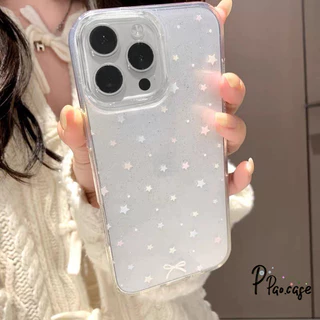 เคสไอโฟน13 16 17เคสชิมเมอร์หัวใจโบว์ป้องกันสงกรานต์ สำหรับ IPhone 17 16 12 13 15 11 14 Pro Max XR X XS 7 8 16 15 14 Plus
