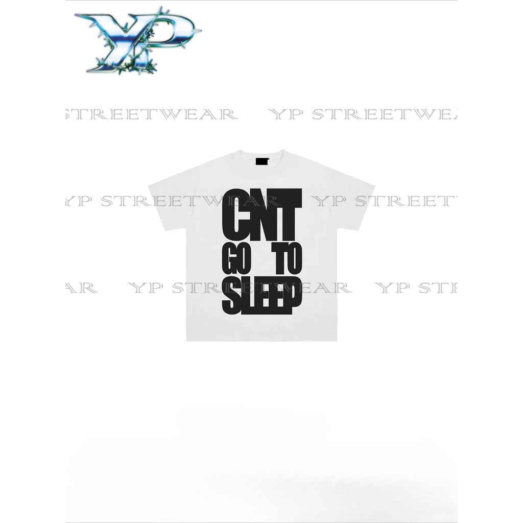 ฉันไปอยู่บนเตียง "CCC4C Fun Retro Letter Print Loose T-shirt