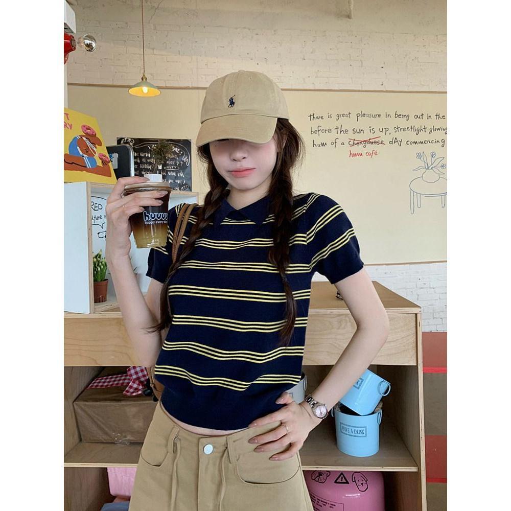 【COD】SONKRAN เสื้อยืดผ้าฝ้ายแขนสั้นลายทาง สไตล์เกาหลี ทันสมัย สวมใส่สบาย ใส่แล้วผอม บางเบา สำหรับสตรี ฤดูร้อน