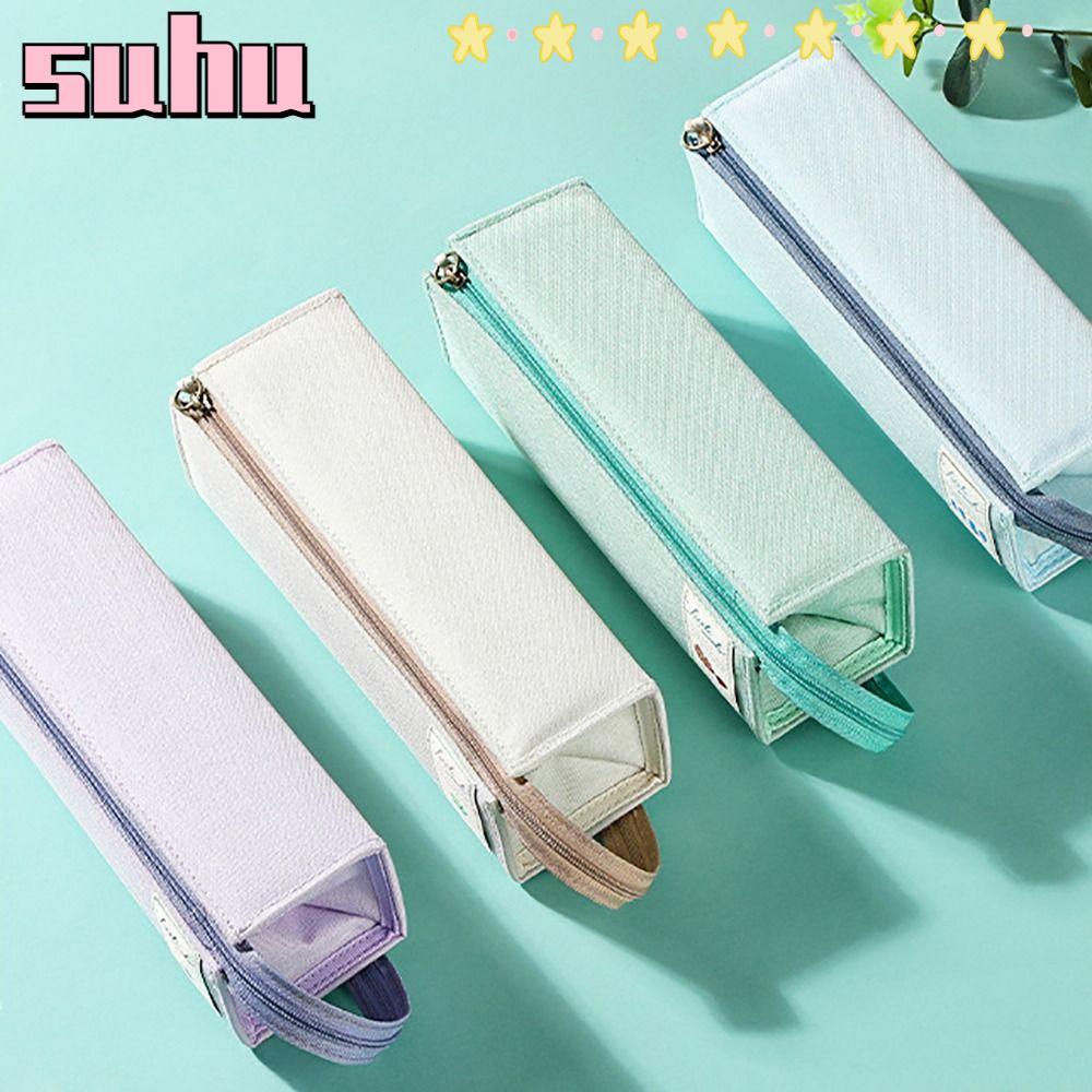 SUHUHD กระเป๋าเก็บเครื่องเขียน, ที่เก็บเครื่องเขียนมัลติฟังก์ชั่นแบบพกพา, ดินสอความจุขนาดใหญ่โพลีเอสเตอร์คุณภาพสูง