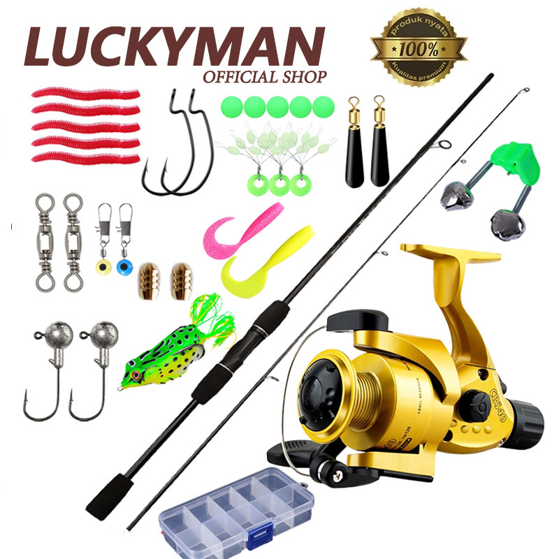 LUCKY MAN ชุดคันเบ็ดและรอกตกปลาคาร์บอนไฟเบอร์ รอกตกปลาแบบหมุน 4000 ซีรีส์ คันเบ็ด/คันเบ็ดสำหรับตกปลาแบบเหวี่ยง