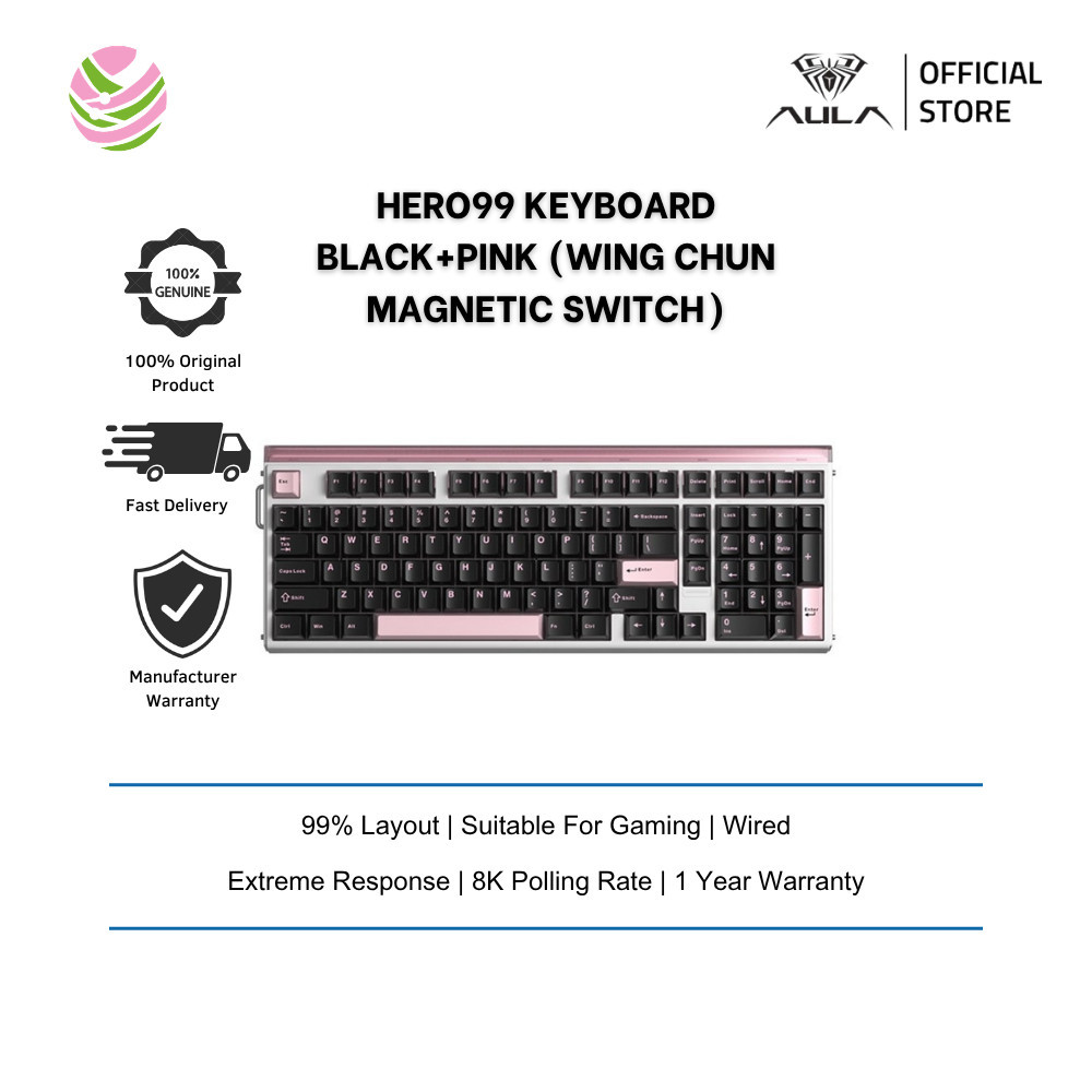 AULA HERO 99 Magnetic E-Sports Gaming Keyboard การเชื่อมต่อแบบมีสาย, ไดรเวอร์เว็บ, อัตรามล 8K (สีดํา