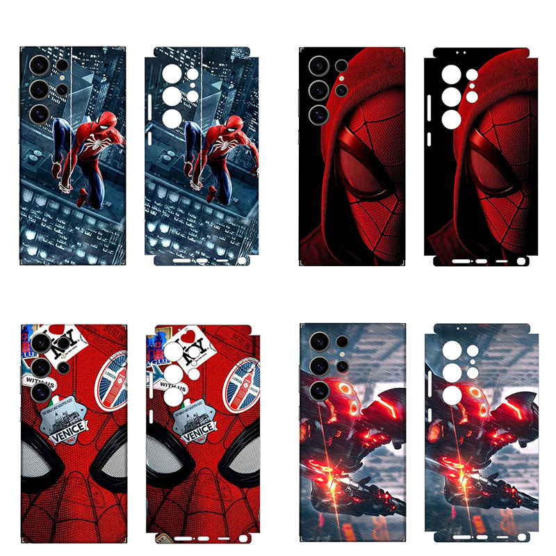 Spiderman การ์ตูน Matte สติกเกอร์สําหรับ Samsung Galaxy S26 S25 S24 S23 S22 Ultra Plus Full Wrap Anti-Scratch Decal ผิว