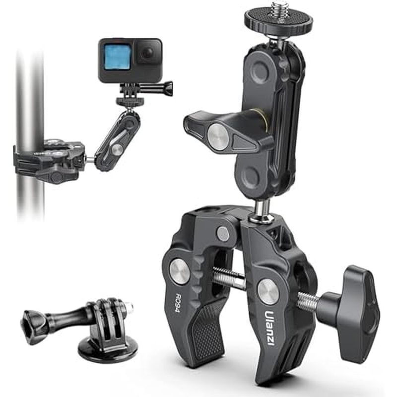 ULANZI Super Clamp Camera Clamp Mount Monitor 360 °   อะแดปเตอร์หัวบอลคู่ Ballhead Magic พร้อม 1/4"-