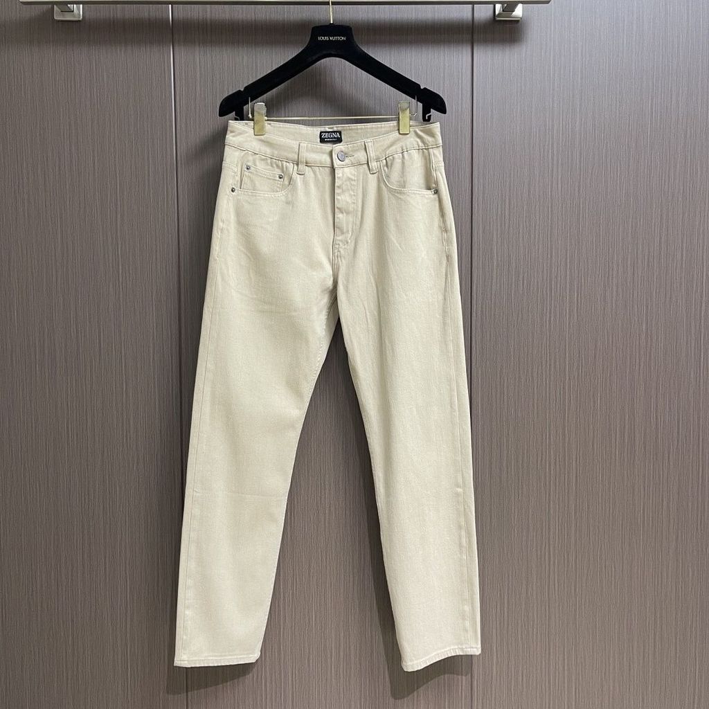 OUMB Zegna New Summer Simple Khaki Jeans2025Men's stretch slim-fit trousers with tapered legs