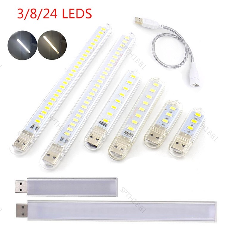 แบบพกพา Mini 3/8/24 LED 5V USB DC Warm White โคมไฟอ่านหนังสือ FLashlight Night Light สําหรับคอมพิวเตอร์ TH18B1