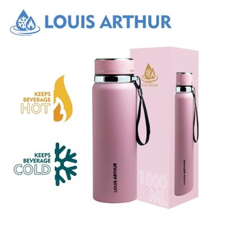 LOUIS ARTHUR Tumbler Vakum Dinding Ganda 800-1000ml untuk Minuman Panas dan Dingin 304 Stainless Steel