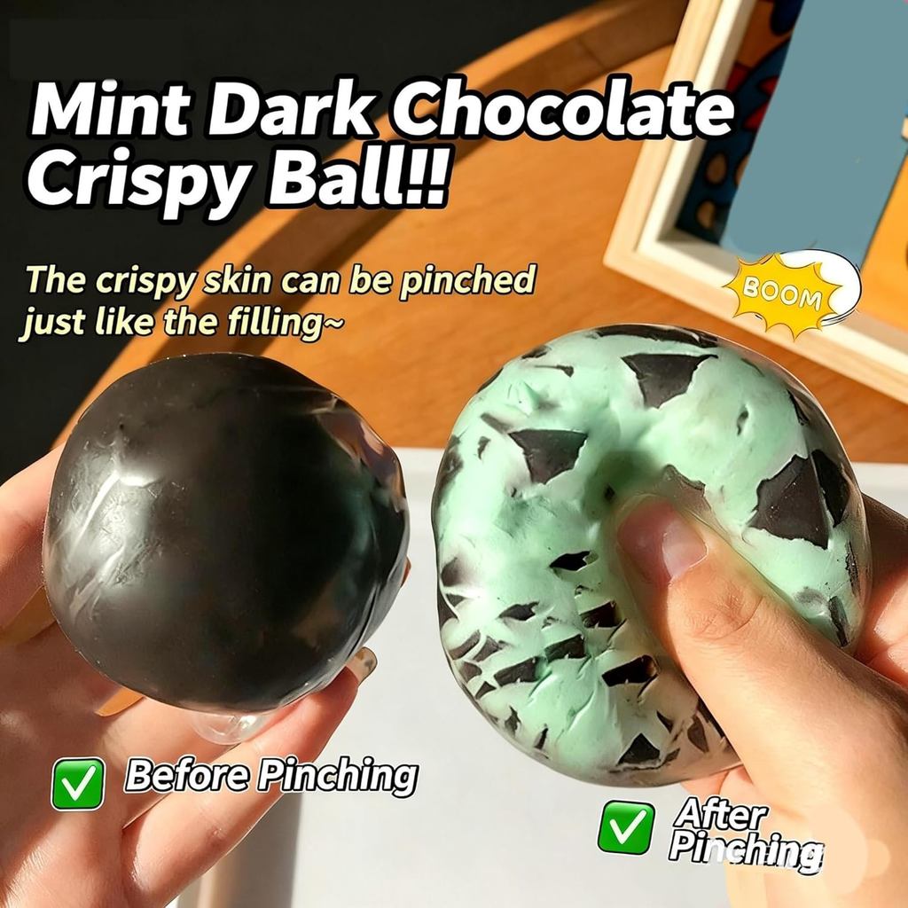 Crunchy Squishy Stress Ball,ช็อกโกแลตกรอบราได้ Crunchy Stress Ball,น้ําแข็งผิวFidget Sensoryของเล่น,Anxietyบรรเทาอาหาร ราคา ถูกที่สุด ดีลบีเคเค แกลเลอรีภาพที่ 2