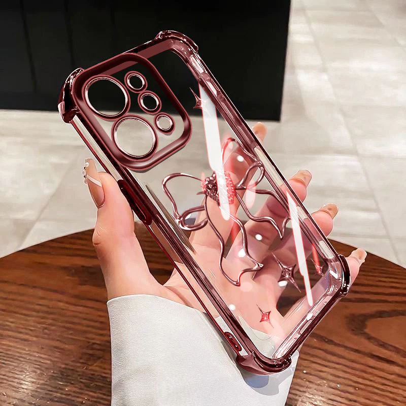 YBD Anti Fall สี่มุมสําหรับ OPPO A6T A6 Pro A6X A6S Reno 15 Pro 15F Reno 14 Pro Reno 14F 5G Clear เคสโทรศัพท์ Hollow Out การ์ตูนรูปแบบตัวอักษร