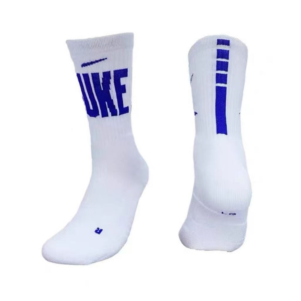 ถุงเท้าบาสเก็ตบอล NCAA Duke University สีฟ้า ผลิตจากผ้าขนหนู ยืดหยุ่นสูง ระบายอากาศได้ดี