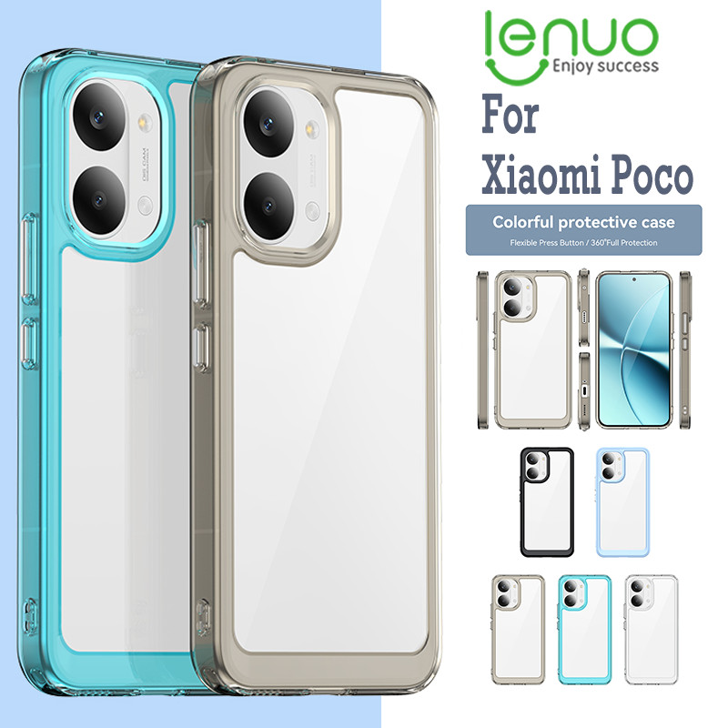 Lenuo เคสใสสําหรับ Xiaomi Poco X8 Pro Max F7 F8 Ultra X7 Pro 5G ปลอกกันกระแทกฝาครอบใส [ไม่ออกซิไดซ์และหมุนสีเหลือง]