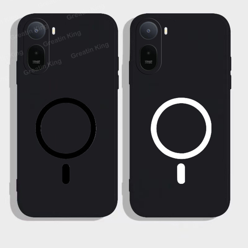 สําหรับ Redmi A7 Pro 4G / POCO C85x เคสโทรศัพท์สีดํา Matte Soft TPU กรณีสติกเกอร์แม่เหล็ก