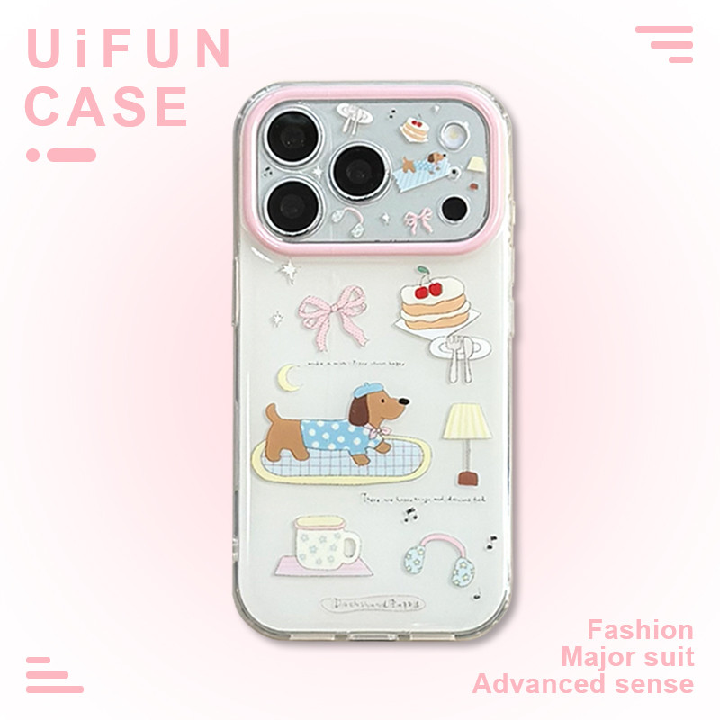 Kawaii Bowknot เค้ก Dachshund Puppy Hard PC โทรศัพท์มือถือสําหรับ iPhone 17 16 15 14 Pro Max 13 Shatter ทน IMD โทรศัพท์มือถือฝาหลังปลอก