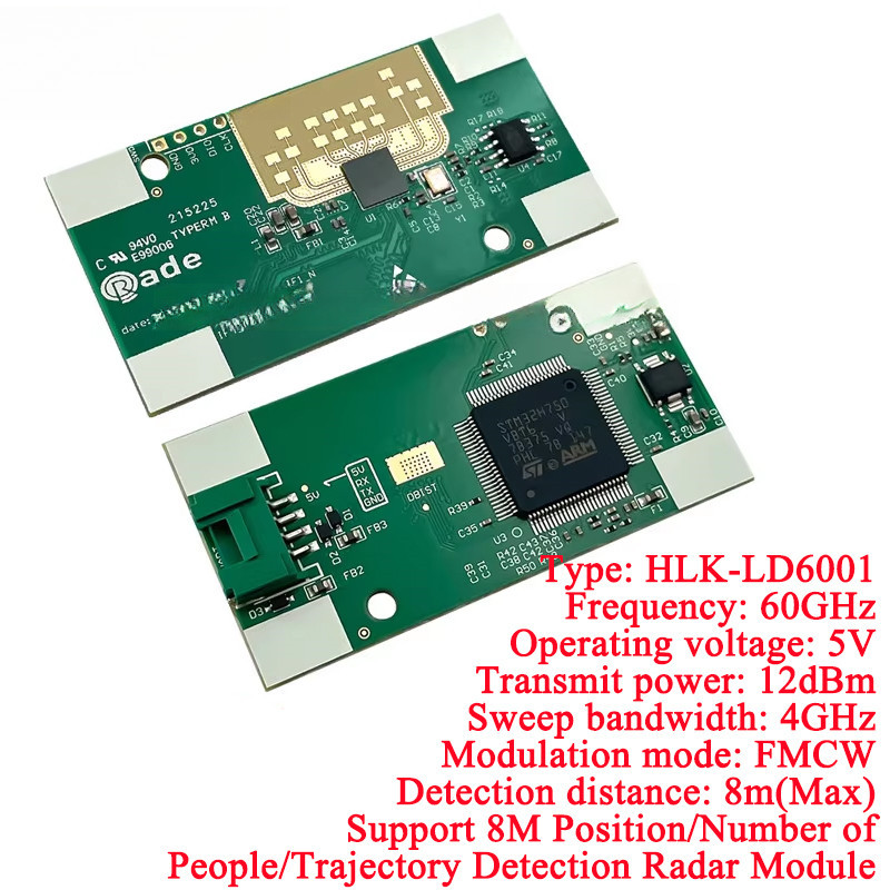 HLK-LD6001 60GHz FMCW 4T3R 8M Radar Human Motion Trajectory Tracking Sensor การตรวจจับอัจฉริยะเครื่อ