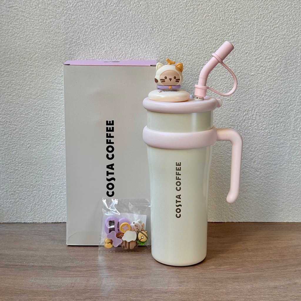 COSTA COSTA Big Mac Thermos Cup 316 สแตนเลสหญิงสํานักงานมูลค่าสูงพร้อมโกดังชาจับถ้วยฟาง
