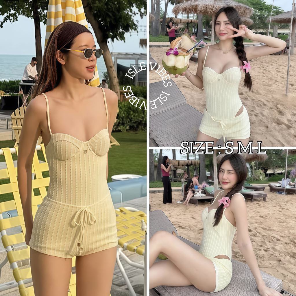 ISLE VIBES บิกินี่ทูพีช ขาสั้น ชุดว่ายน้ำผู้หญิง ชุดเซตทะเล2ชิ้น 🌻 มีไซส์ S-L | น้ำหนัก 38-58 กก. ส่งจากไทย Y289