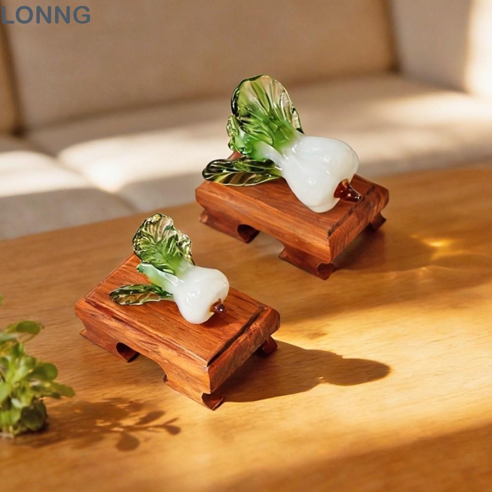 LONNG แก้ว Bok Choy, Blown Glass Prosperity Design คริสตัลตกแต่งโต๊ะ, Bok Choy รูปร่าง Bok Choy เครื
