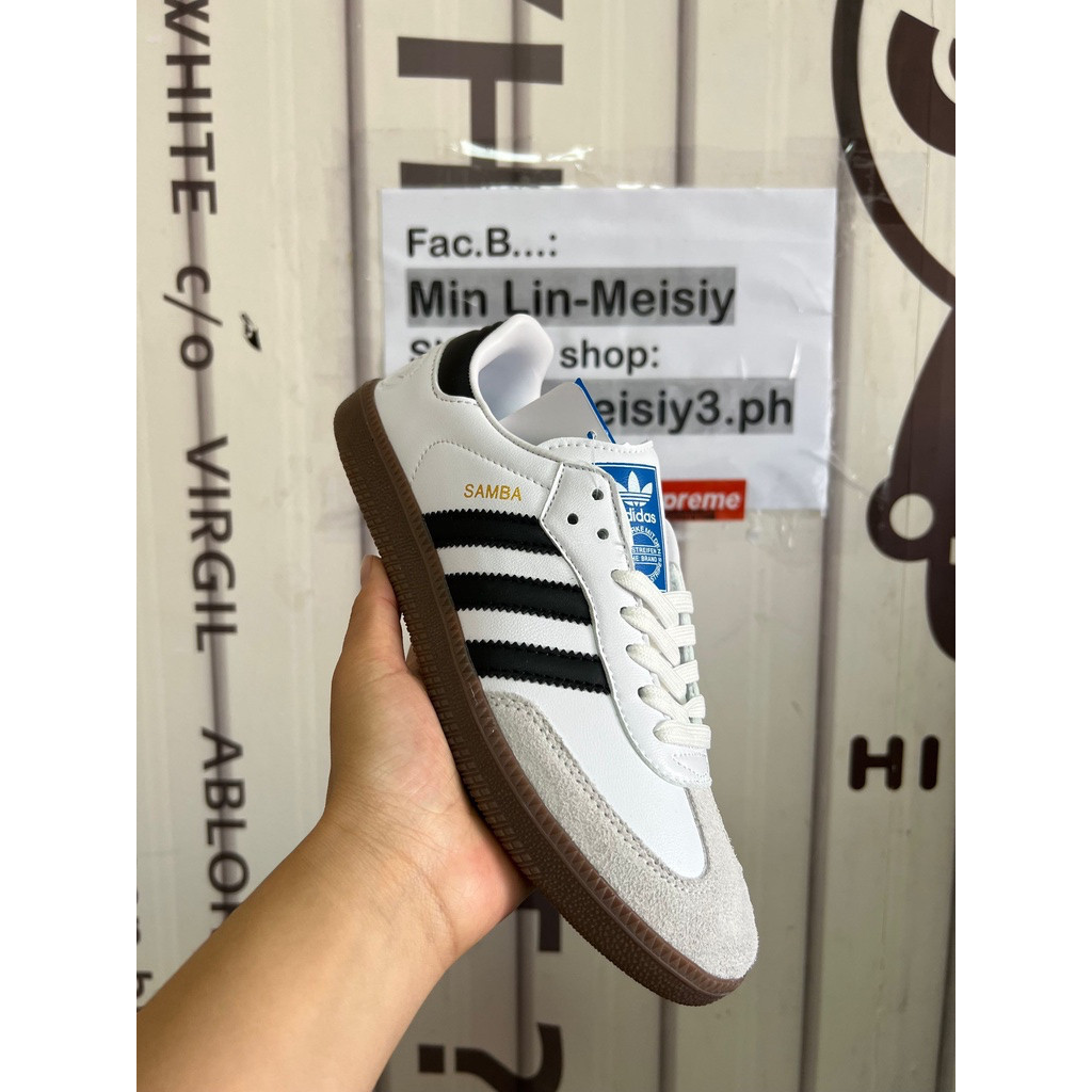 OG กระเป๋าชั้นยอด AD samba vega ,สีขาวสีดํา ,FW2427 รองเท้าผู้ชายและผู้หญิง