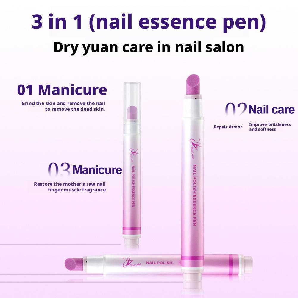 3-in-1 Nail Art Essence ปากกา Finger Edge Scrub Stick Art Nail Moisturizing Skin Dead Hangnails U9e1