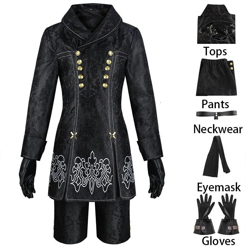 Cosplay Costume Yorha 2B ชุดตาข่ายและถุงมือ สำหรับฮาโลวีนและAnime Convention